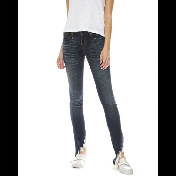 R13 Jeans Indigo Kate Skinny Angled Hem Fray-Howell Dark Wash Denim Size 28 - Picture 2 of 15